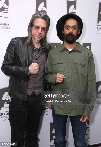 Executive Director of the GRAMMY Museum Scott Goldman and musician Damian "Jr. Gong" Marley attend A Conversation With Damian "Jr. Gong" Marley at...