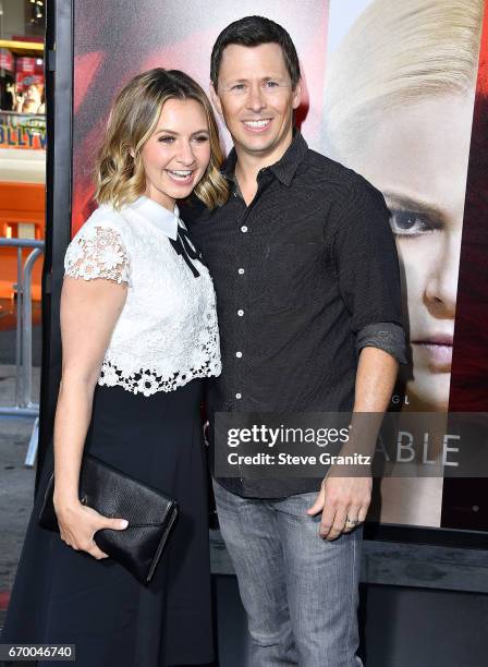 Beverley Mitchell, Michael Cameron arrives at the Premiere Of Warner Bros. Pictures' "Unforgettable" at TCL Chinese Theatre on April 18, 2017 in...