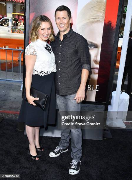 Beverley Mitchell, Michael Cameron arrives at the Premiere Of Warner Bros. Pictures' "Unforgettable" at TCL Chinese Theatre on April 18, 2017 in...