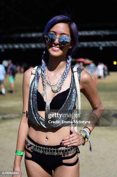 Festivalgoer attends day 2 of the Coachella Valley Music And Arts Festival on April 15, 2017 in Indio, California.