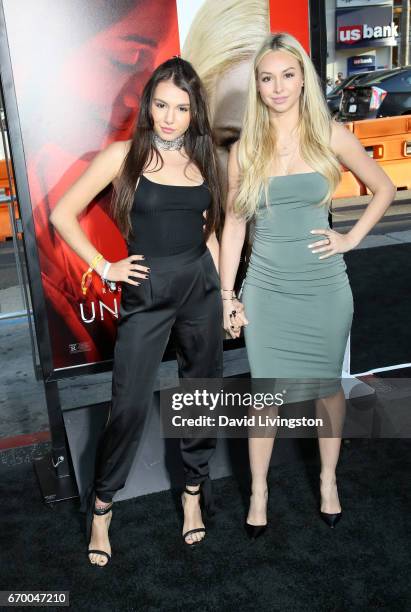 Taylor Olympios and television personality Corinne Olympios attend the premiere of Warner Bros. Pictures' "Unforgettable" at TCL Chinese Theatre on...