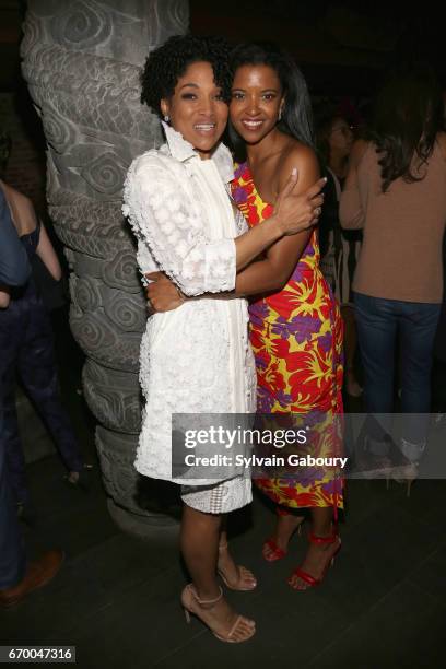 Lisa Arrindell and Renee Elise Goldsberry attend "The Immortal Life Of Henrietta Lacks" New York Premiere - After Party at TAO Downtown on April 18,...