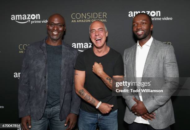 Actors Lance Reddick, Titus Welliver, Jamie Hector attend the Amazon Original Series "Bosch" Emmy FYC screening and panel at the Hollywood Athletic...