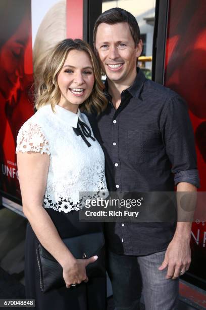 Actor Beverley Mitchell and Michael Cameron attend the premiere of Warner Bros. Pictures' "Unforgettable" at TCL Chinese Theatre on April 18, 2017 in...