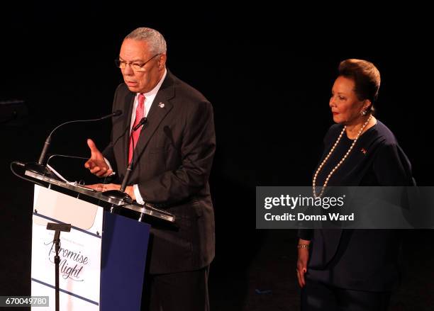 General Colin Powell and Alma Powell attend the America's Promise Alliance 20th Anniversary Promise Night at Marriott Marquis Hotel on April 18, 2017...