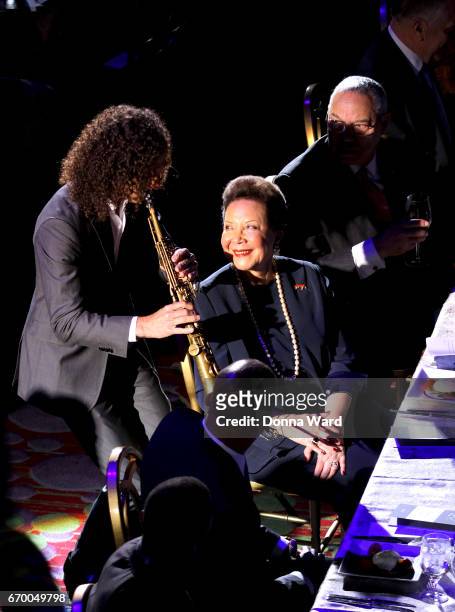 Kenny G, Alma Powell and Colin Powell attend the America's Promise Alliance 20th Anniversary Promise Night at Marriott Marquis Hotel on April 18,...