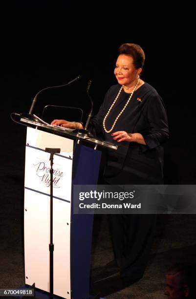 Alma Powell attends the America's Promise Alliance 20th Anniversary Promise Night at Marriott Marquis Hotel on April 18, 2017 in New York City.