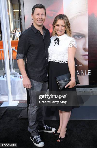 Actress Beverley Mitchell and husband Michael Cameron attend premiere of Warner Bros. Pictures' 'Unforgettable' at TCL Chinese Theatre on April 18,...