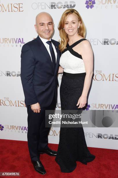 Eric Esrailian, Melina Esrailian attend the New York Screening of "The Promise" at The Paris Theatre on April 18, 2017 in New York City.