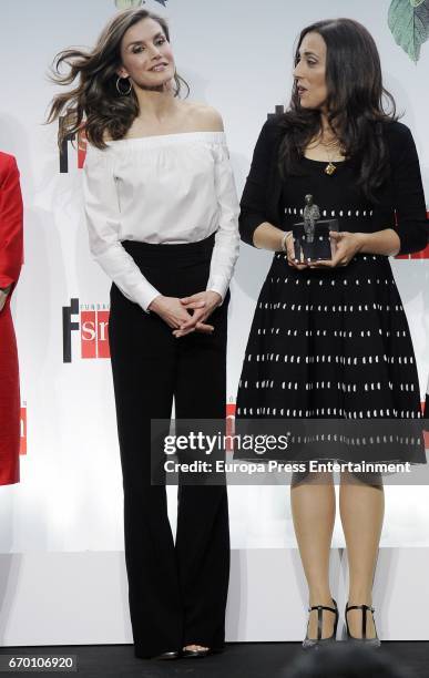 Queen Letizia of Spain attends the 'Gran Angular' and 'El Barco De Vapor' literature awards at Casa de Correos on April 18, 2017 in Madrid, Spain.