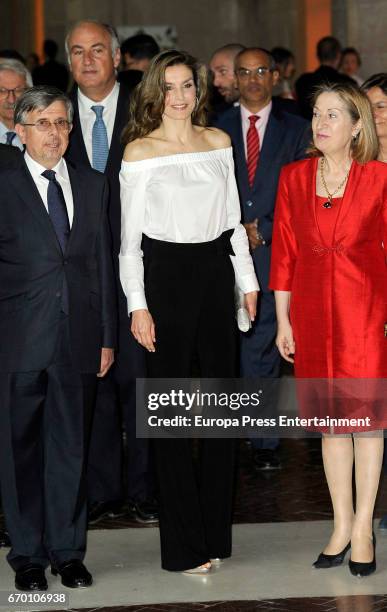 Queen Letizia of Spain attends the 'Gran Angular' and 'El Barco De Vapor' literature awards at Casa de Correos on April 18, 2017 in Madrid, Spain.