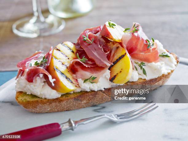 crostini - cheese on toast stock pictures, royalty-free photos & images