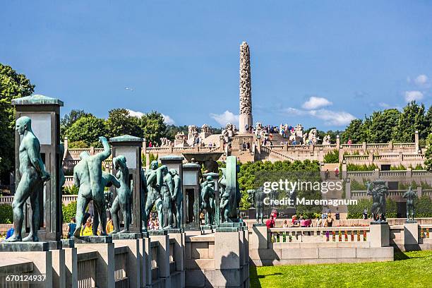 vigeland park, frogner park, broen (bridge) - vigeland sculpture park stock pictures, royalty-free photos & images