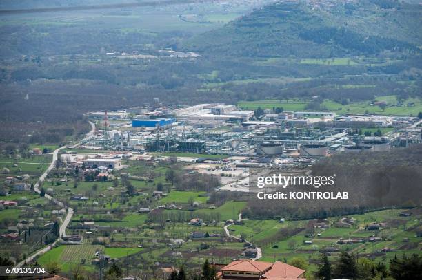 An aerial view of center COVA Viggiano in Basilicata, southern Italy, where the extraction of oil occurs. The Basilicata region has called for the...