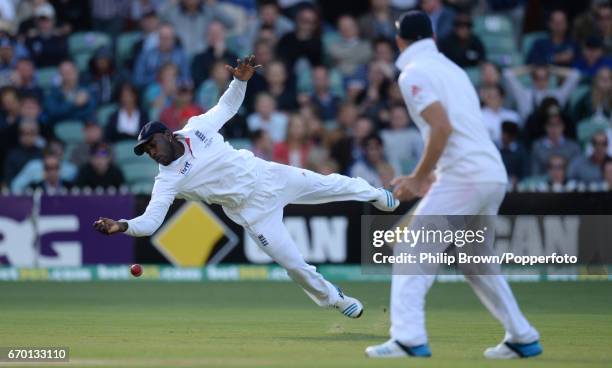 England's Michael Carberry drops an easy chance from the bat of Australia's Brad Haddin during the 2nd Ashes cricket Test match between Australia and...