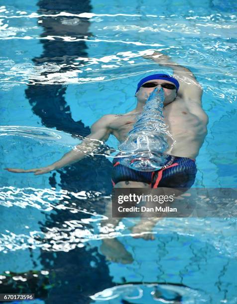 Charlie Walker-Hebborn of Great Britain competes in the Mens Open 100m Backstroke Heats on day two of the 2017 British Swimming Championships at...