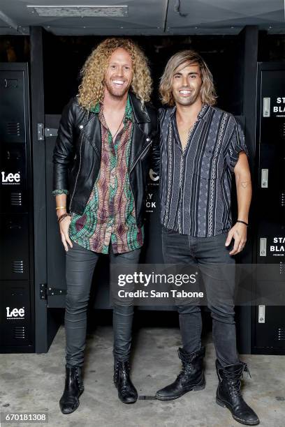 Tim Dormer and Ash Toweel attends the LEE 'Stay Black' premium denim launch party on April 19, 2017 in Sydney, Australia.