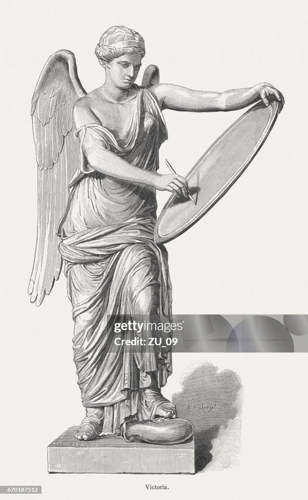 Römische Göttin Victoria, veröffentlicht 1. Jahrhundert, im Jahre 1884