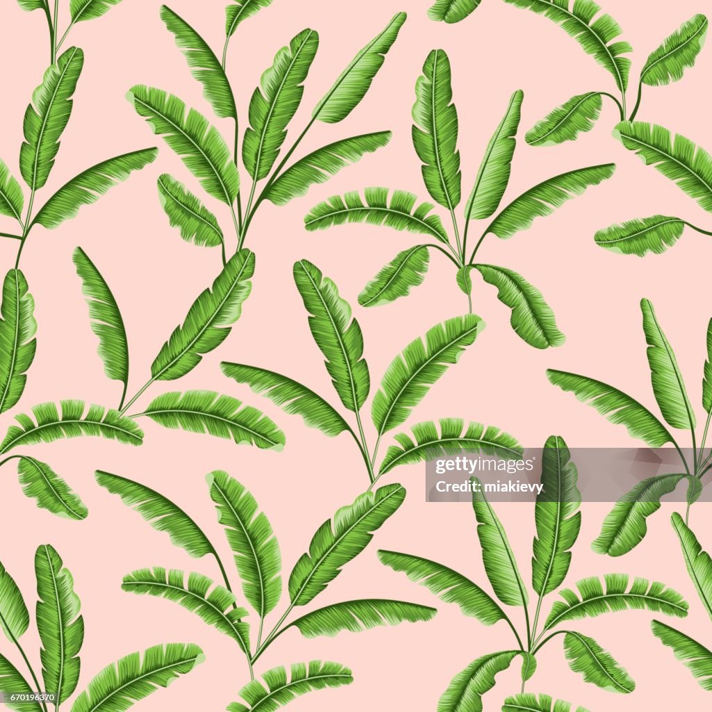 Tropical leaves seamless pattern