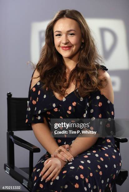 Actress Eliza Butterworth poses for a photo after discussing her role in BBC 2's The Last Kingdom at the Build LDN event on April 19, 2017 at AOL...