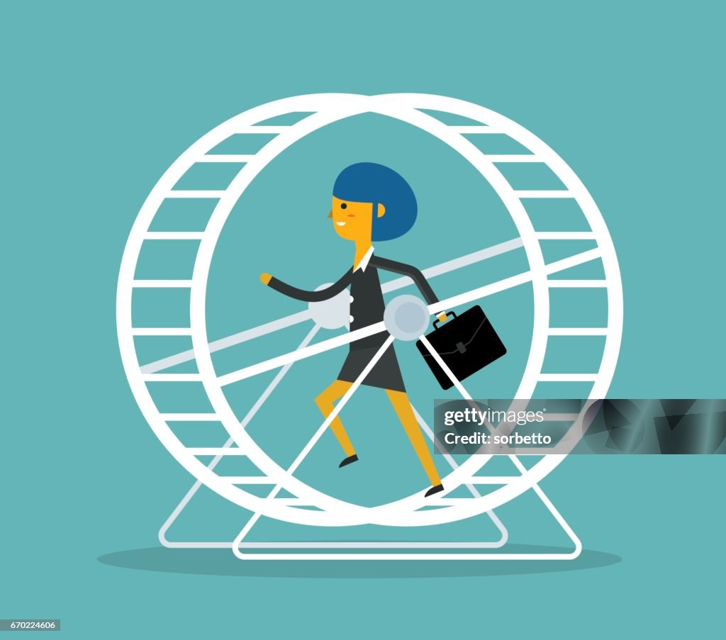 Businesswoman in Hamster Wheel