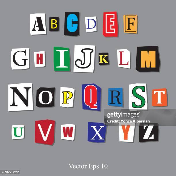 magazine letters - magazine cut outs stock illustrations