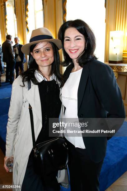 Nominated for "Moliere du Meilleur Auteur francophone vivant" for "Politiquement correct", Salome Lelouch and Stephanie Fagadau attend the 29th...