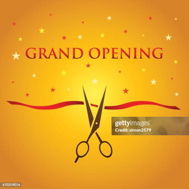 grand opening invitation design - ribbon cutting stock illustrations