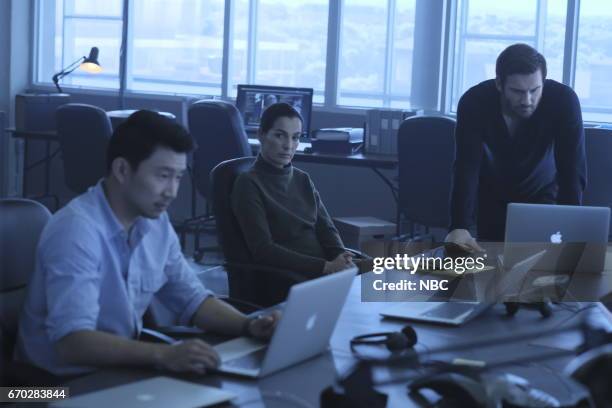 Leah" Episode 108 -- Pictured: Simu Liu as Faaron, Ayelet Zurer as Leah Wicker, Clive Standen as Bryan Mills --