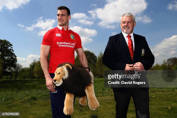 Sam Warburton poses for the cameras with head coach Warren Gatland during the British and Irish Lions Tour Squad and Captain annoucement at London...