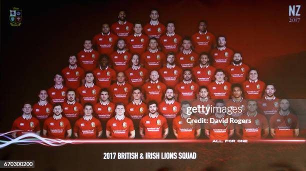 The touring squad is unveiled during the British and Irish Lions Tour Squad and Captain annoucement at London Syon Park Hotel on April 19, 2017 in...