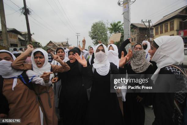 Students from Womens College Srinagar shouting pro-freedom slogans during protest .