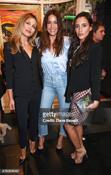 Abbey Clancy, Lisa Snowdon and Lily Fortescue attend a VIP private view for New York artist Bradley Theodore at Maddox Gallery on April 19, 2017 in...