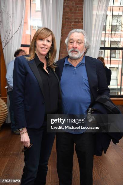 Jane Rosenthal and Robert De Niro attend the 2017 Tribeca Film Festival Opening Press Lunch at Thalassa on April 19, 2017 in New York City.