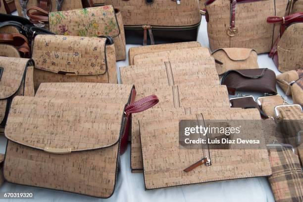 cork bags - sughero foto e immagini stock