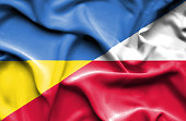 Waving flag of Poland and Ukraine