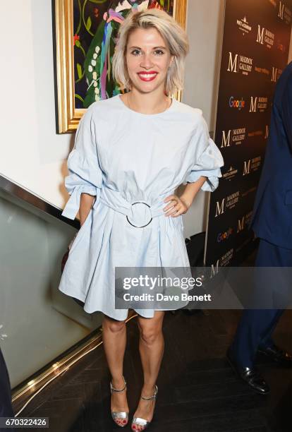 Pips Taylor attends a VIP private view for New York artist Bradley Theodore at Maddox Gallery on April 19, 2017 in London, England.