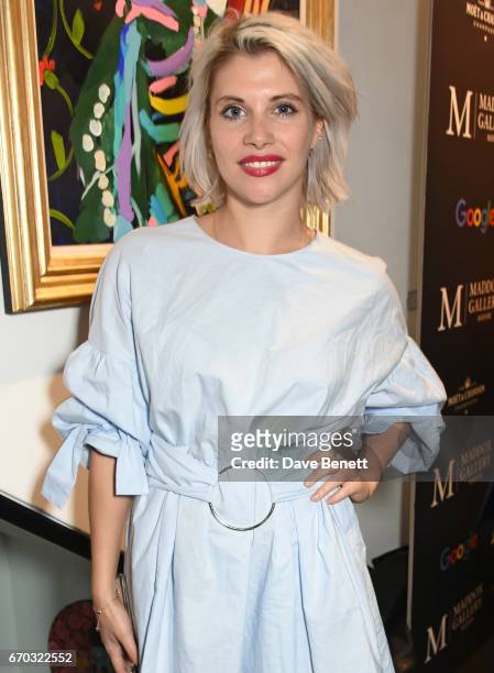 Pips Taylor attends a VIP private view for New York artist Bradley Theodore at Maddox Gallery on April 19, 2017 in London, England.