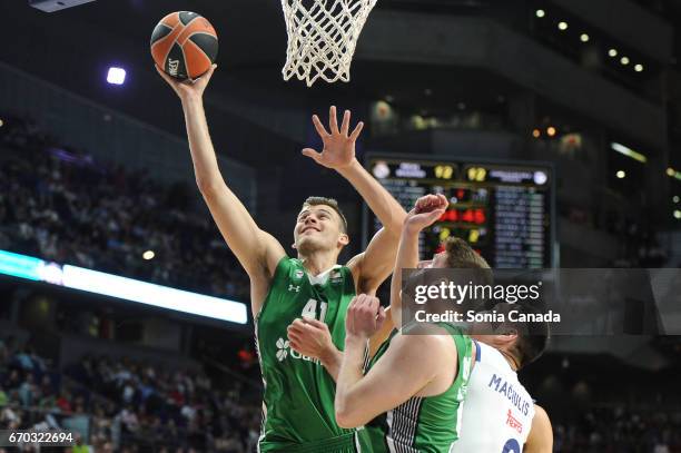 Ante Zizic, #41 center of Darussafaka Dogus Istanbul during the 2016/2017 Turkish Airlines Euroleague Play Off Leg One between Real Madrid v...