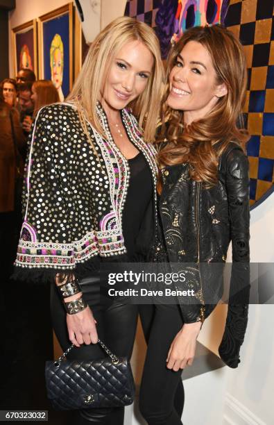 Adela King and Sophie Stanbury attend a VIP private view for New York artist Bradley Theodore at Maddox Gallery on April 19, 2017 in London, England.