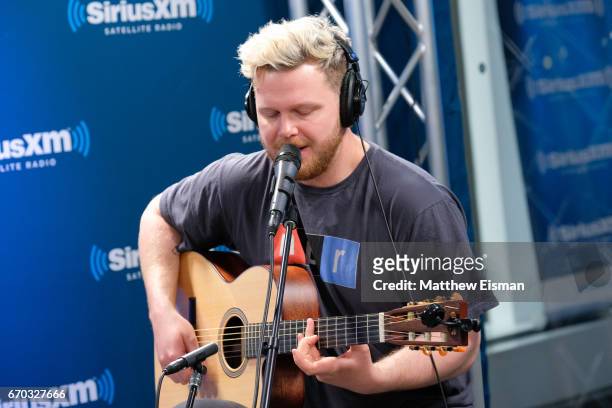 Musician Joe Newman of the band Alt-J performs live at SiriusXM Studios on April 19, 2017 in New York City.