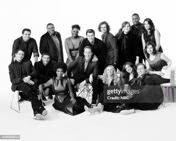Season: 42 -- Pictured: Bobby Moynihan, Kenan Thompson, Leslie Jones, Colin Jost, Kyle Mooney, Aidy Bryant, Michael Che, Cecily Strong; Pete...