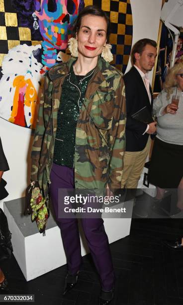 Maria Kastani attends a VIP private view for New York artist Bradley Theodore at Maddox Gallery on April 19, 2017 in London, England.