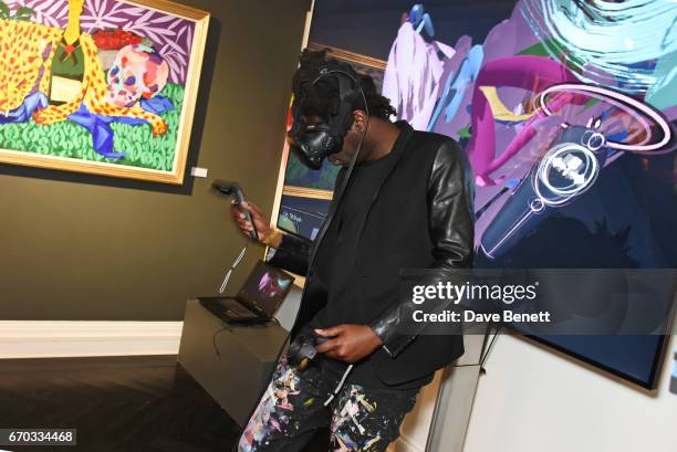 Bradley Theodore attends a VIP private view for New York artist Bradley Theodore at Maddox Gallery on April 19, 2017 in London, England.