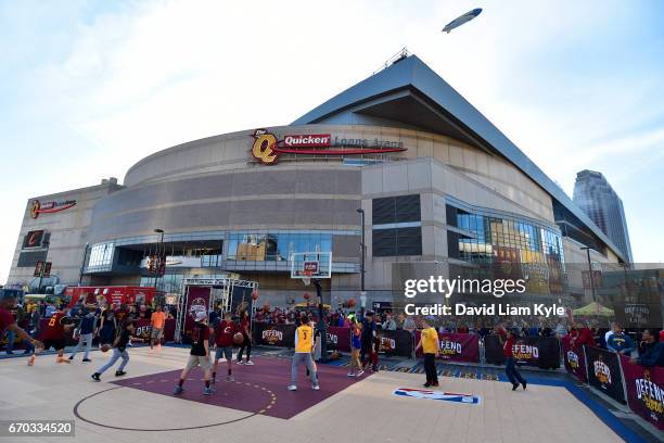 An exterior shot of Quicken Loans Arena before Game Two of the Eastern Conference Quarterfinals between the Indiana Pacers and the Cleveland...