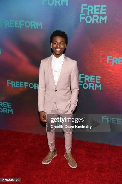 Actor Aubrey Joseph of "Marvel's Cloak & Dagger" attend Freeform 2017 Upfront at Hudson Mercantile on April 19, 2017 in New York City.