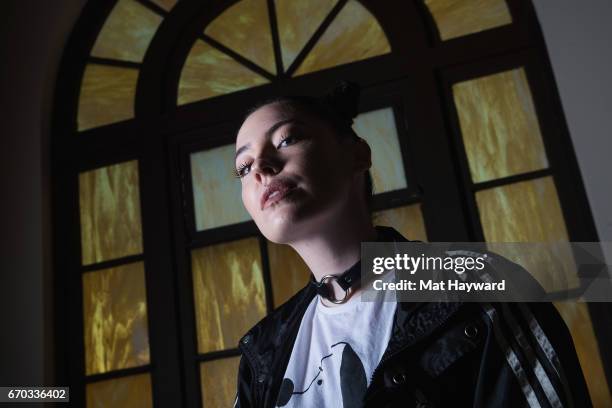 Singer Bishop Briggs poses for a portrait before performing an EndSession hosted by 107.7 The End at Fremont Abbey Arts Center on April 18, 2017 in...