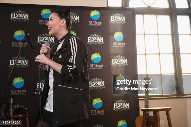 Singer Bishop Briggs performs during an EndSession hosted by 107.7 The End at Fremont Abbey Arts Center on April 18, 2017 in Seattle, Washington.