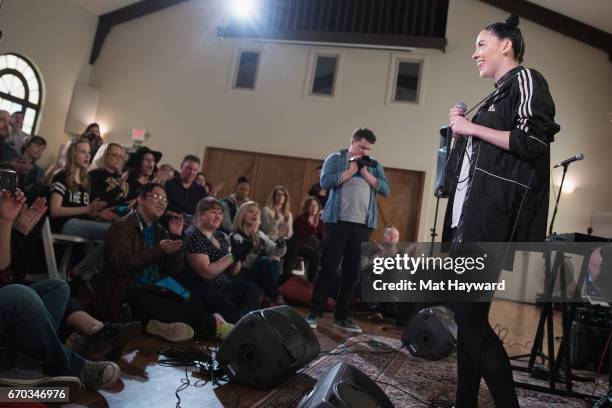 Singer Bishop Briggs performs during an EndSession hosted by 107.7 The End at Fremont Abbey Arts Center on April 18, 2017 in Seattle, Washington.