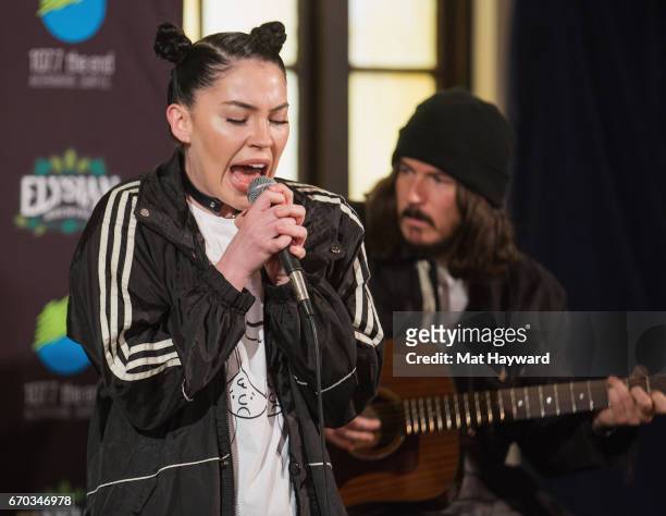 Singer Bishop Briggs performs during an EndSession hosted by 107.7 The End at Fremont Abbey Arts Center on April 18, 2017 in Seattle, Washington.